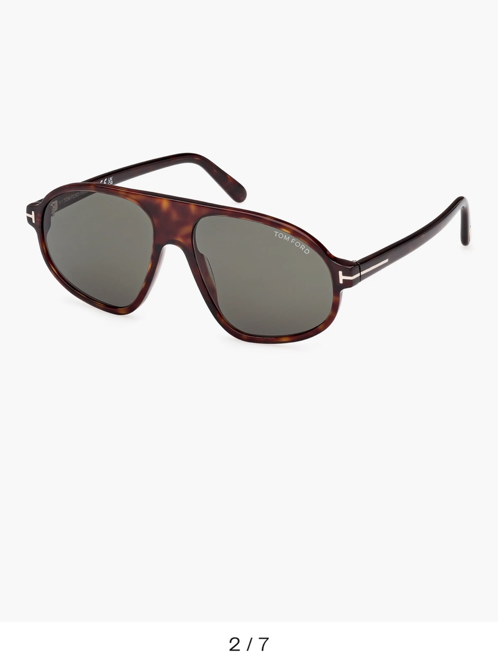 Tom Ford Tortoiseshell Aviator Sunglasses with Dark Gray Lenses - Picture 2 of 10